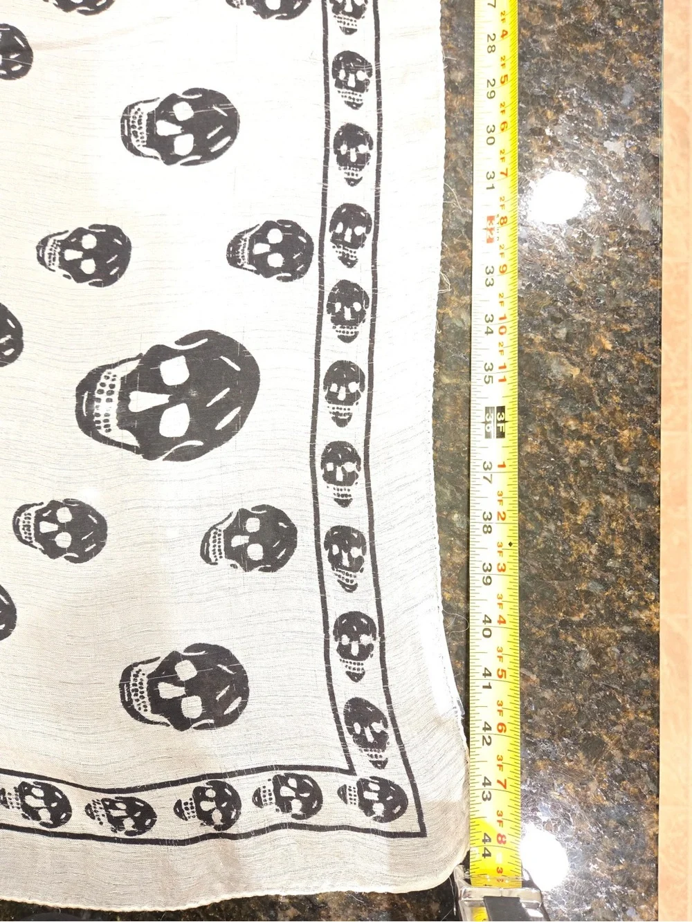Alexander McQueen Black Skull Border on Cream Scarf